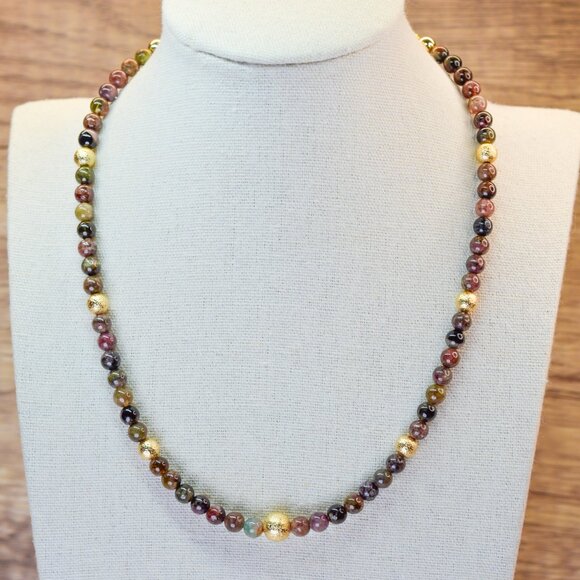 Tourmaline & Gold Accent Necklace 15-17" - Picture 3 of 9